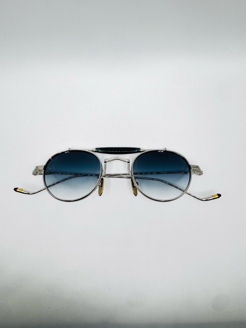 JMM DASAN Round Metal Sunglasses with Blue Gradient Lenses 48 MM - Picture 8 of 11